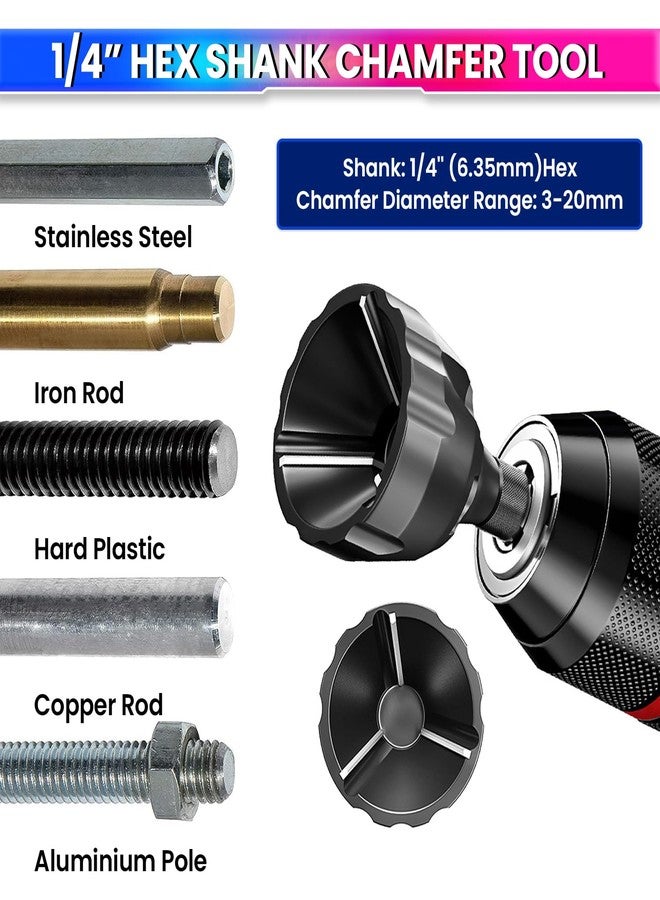 amiciTools Chamfering Drill Bit with Tungsten Carbide Blades, 1/8"-3/4" Deburring Tool, Quick Release 1/4” Hex Shank, Ideal for Bolt Repair - Image 2